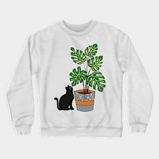 Cat near planter Crewneck Sweatshirt